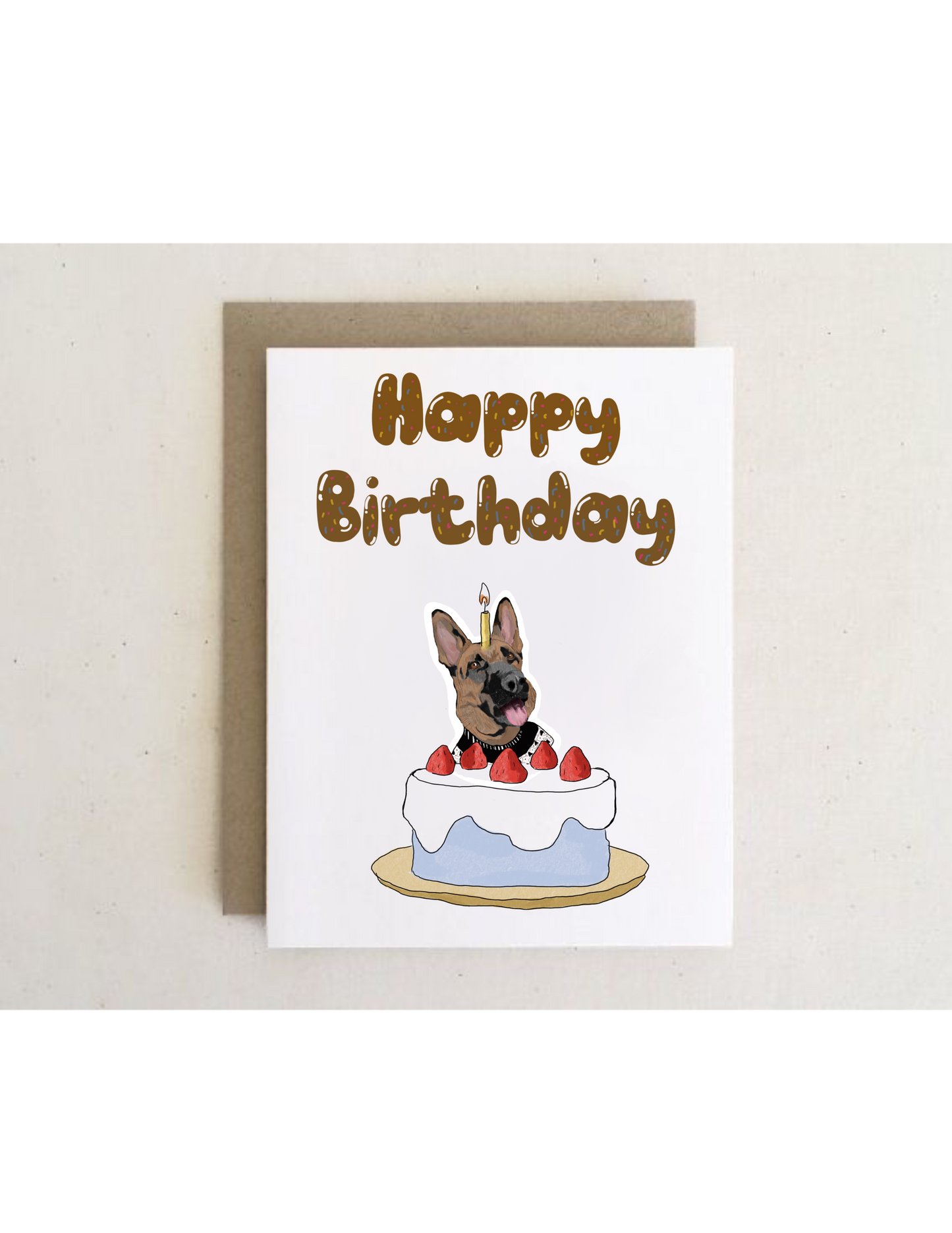 Dog Birthday Cake Cards + envelopes | 6 Cards mix per Pack | Illustration Folding Cards