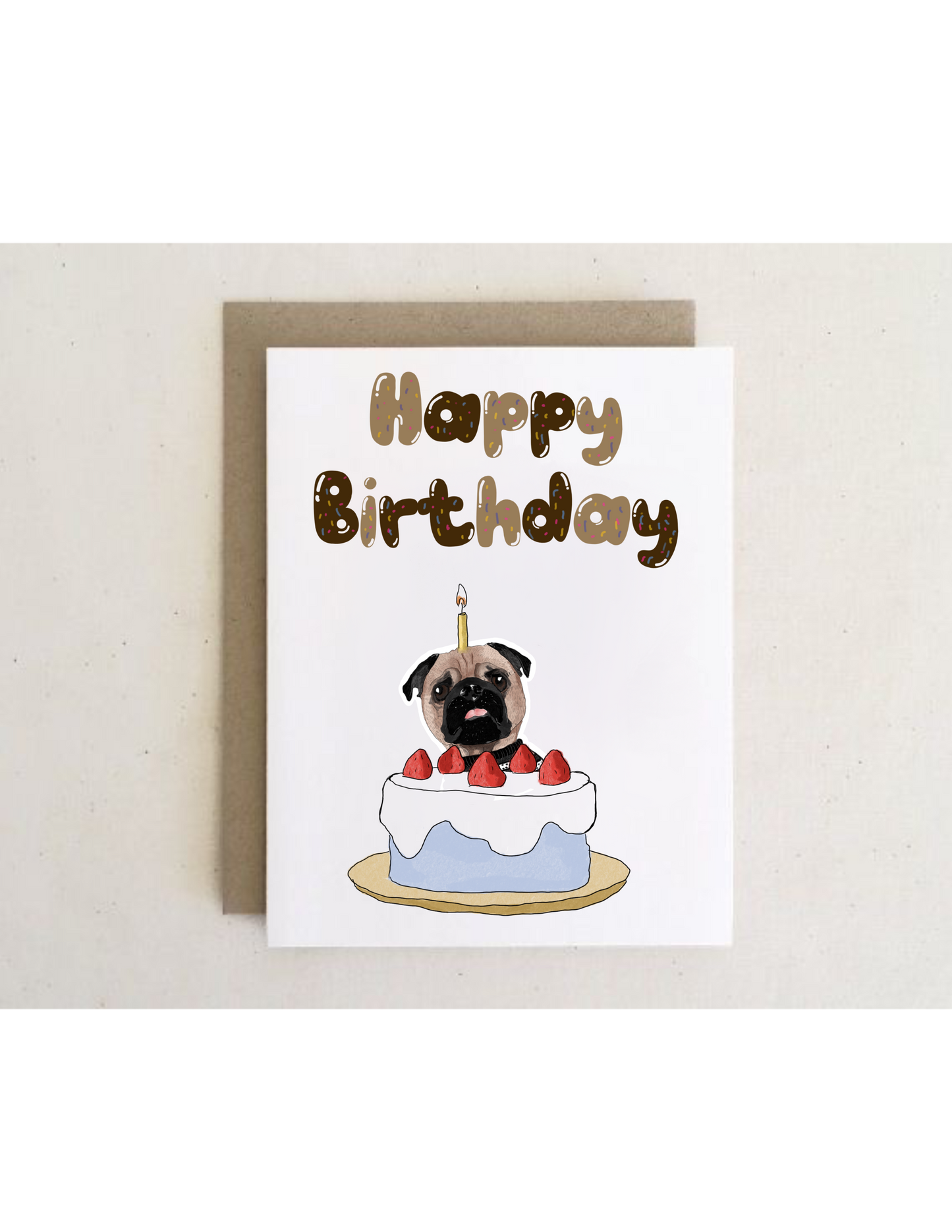 Dog Birthday Cake Cards + envelopes | 6 Cards mix per Pack | Illustration Folding Cards
