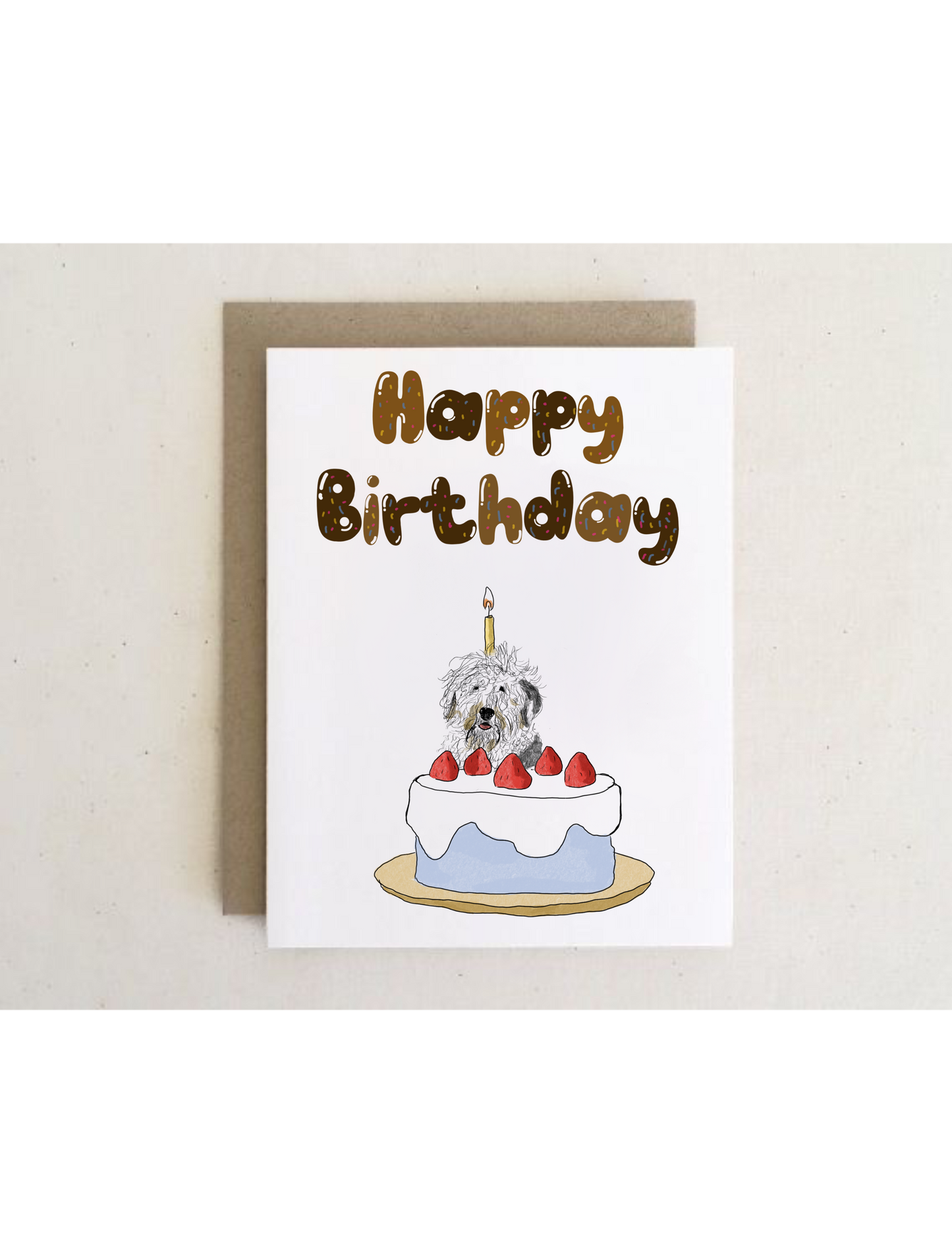 Dog Birthday Cake Cards + envelopes | 6 Cards mix per Pack | Illustration Folding Cards