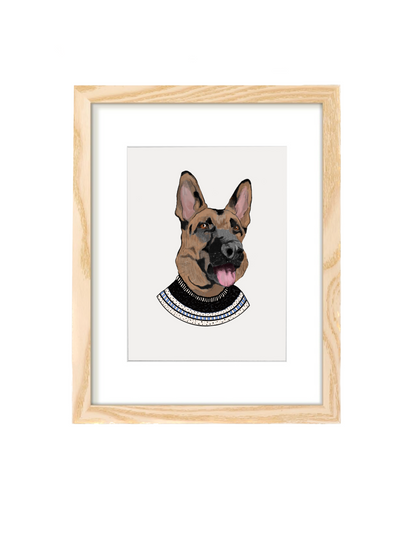 Dog Illustration wall art Print | German Shepherd with sweater | Home decor