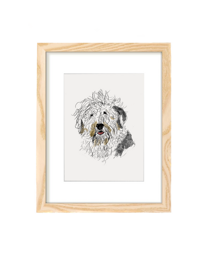 Dog Illustration wall art Print | Old English Sheepdog  | Home decor