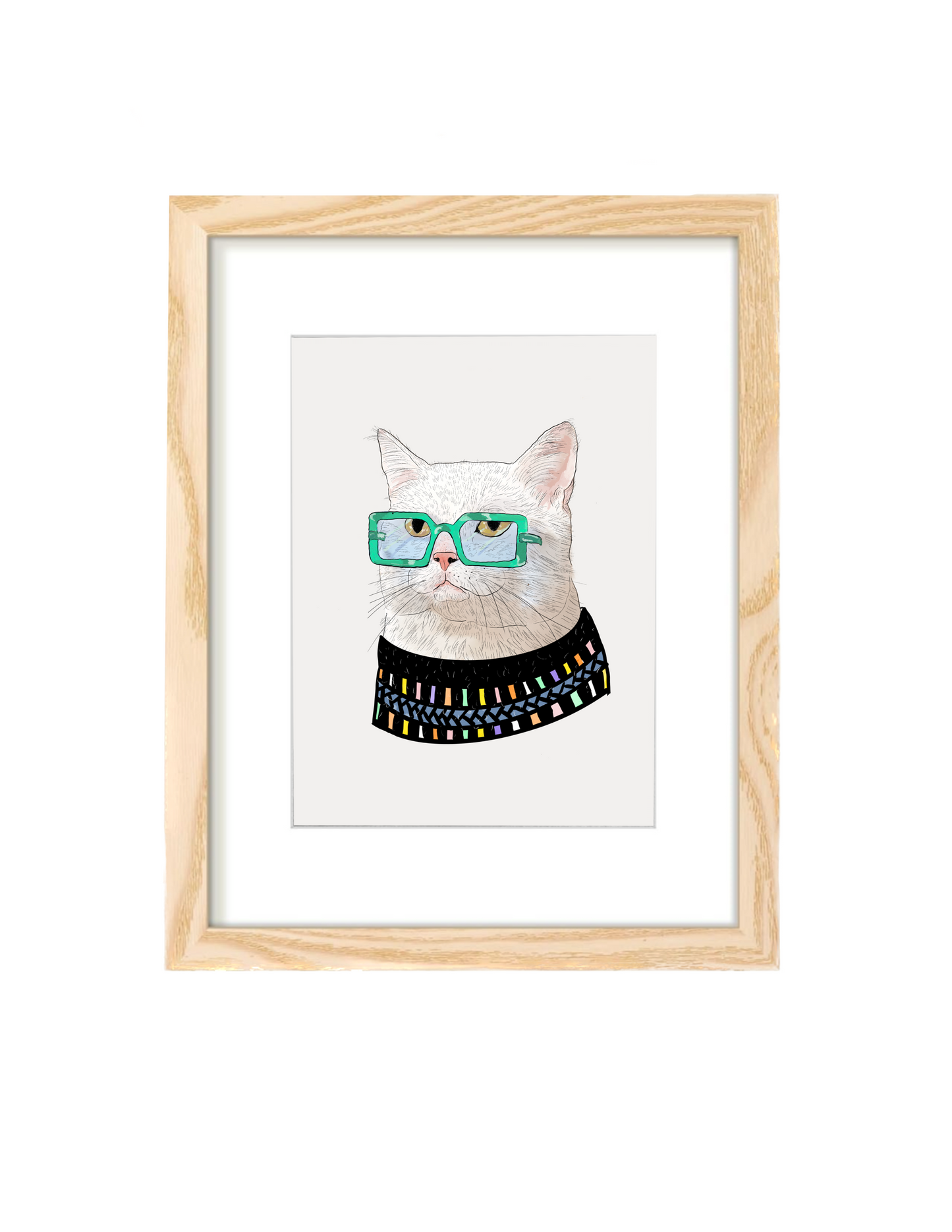 Cat Illustration wall art Print| Cat with sweater | Home decor