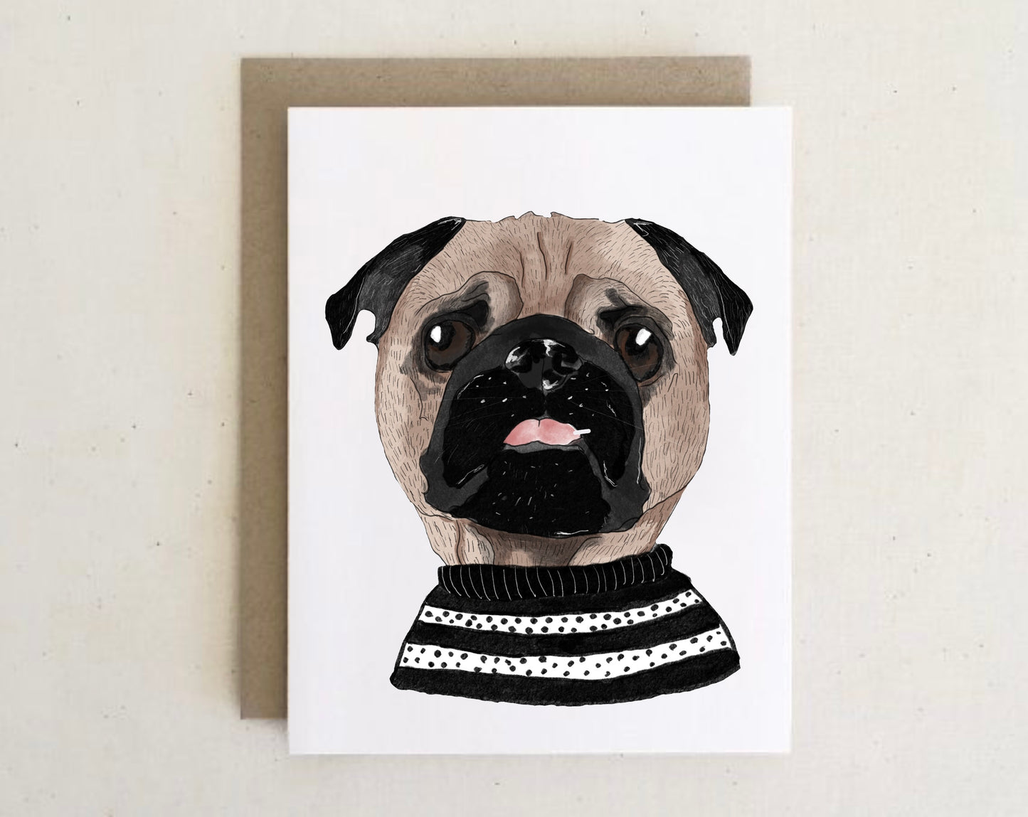 Dog sweater Cards + envelopes  | 6 Cards mix per Pack | Dog Illustration Folding Cards