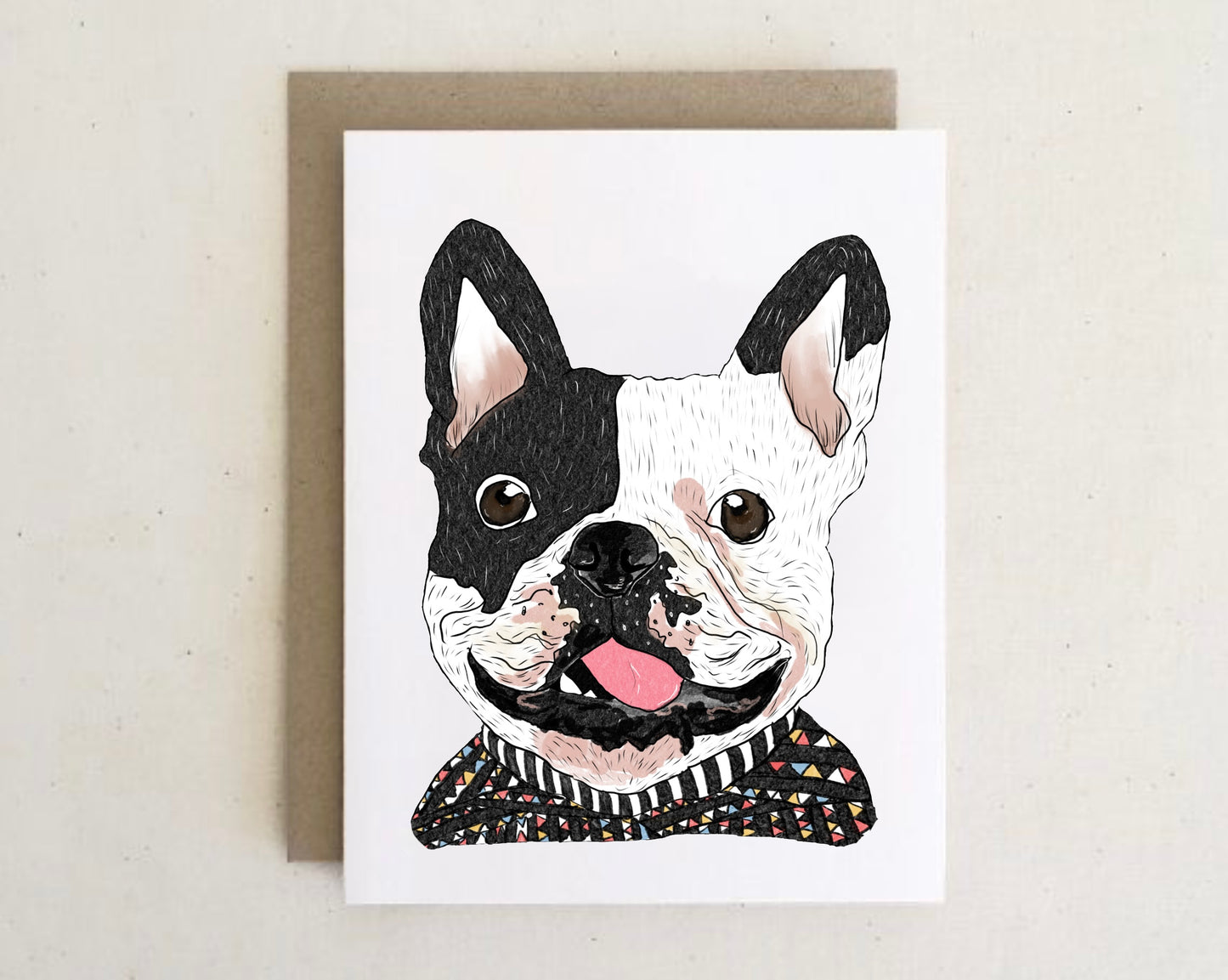 Dog sweater Cards + envelopes  | 6 Cards mix per Pack | Dog Illustration Folding Cards