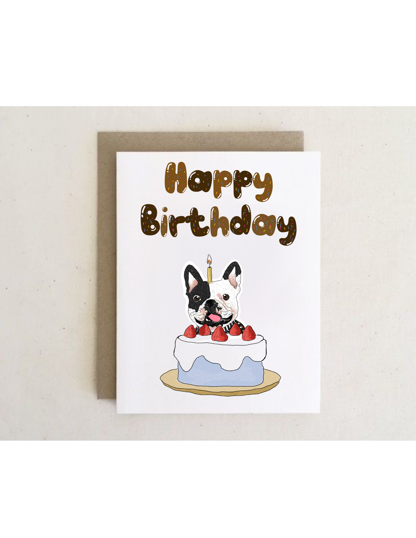 Dog Birthday Cake Cards + envelopes  | 6 Cards mix per Pack | Illustration Folding Cards