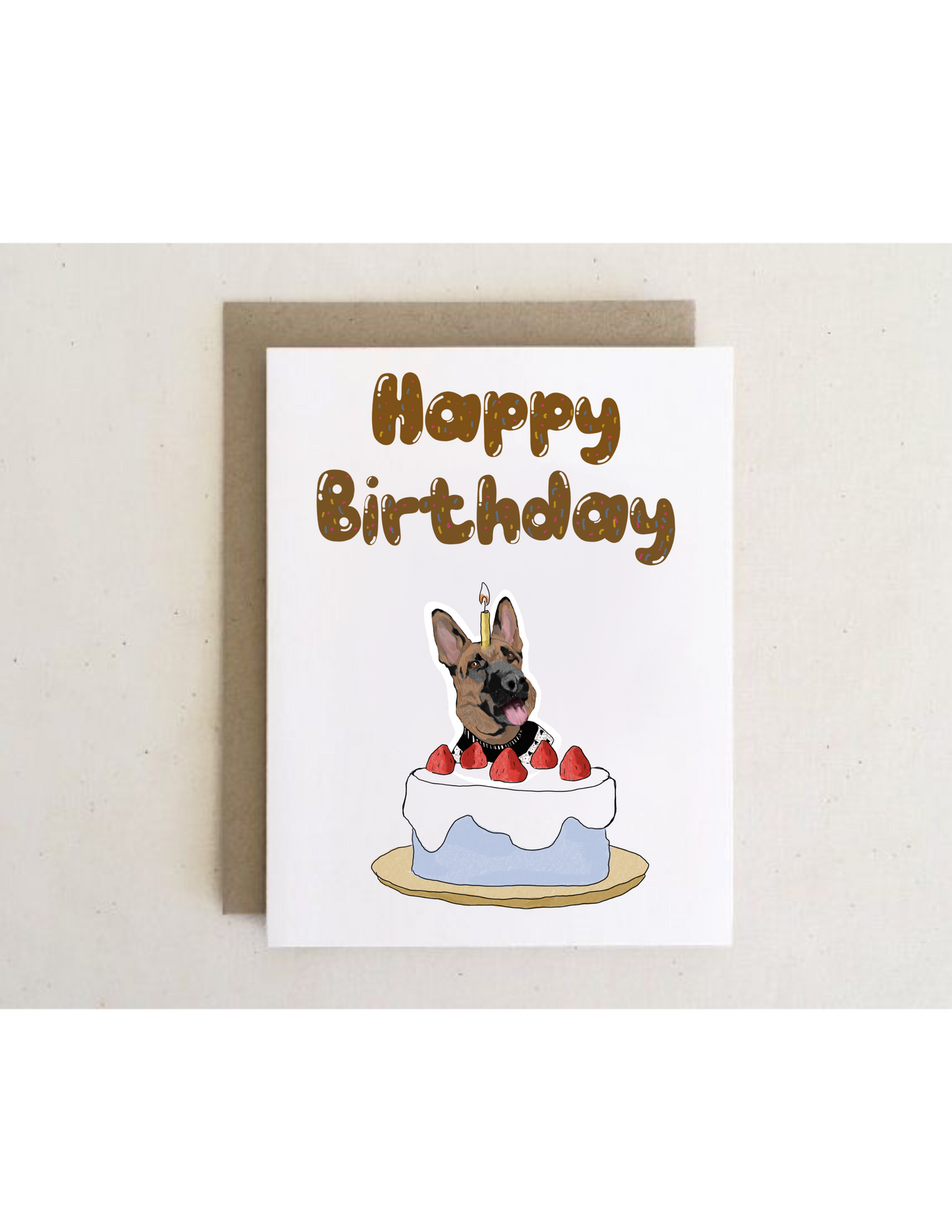 Dog Birthday Cake Cards + envelopes  | 6 Cards mix per Pack | Illustration Folding Cards