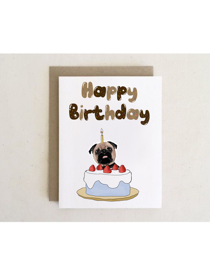 Dog Birthday Cake Cards + envelopes  | 6 Cards mix per Pack | Illustration Folding Cards