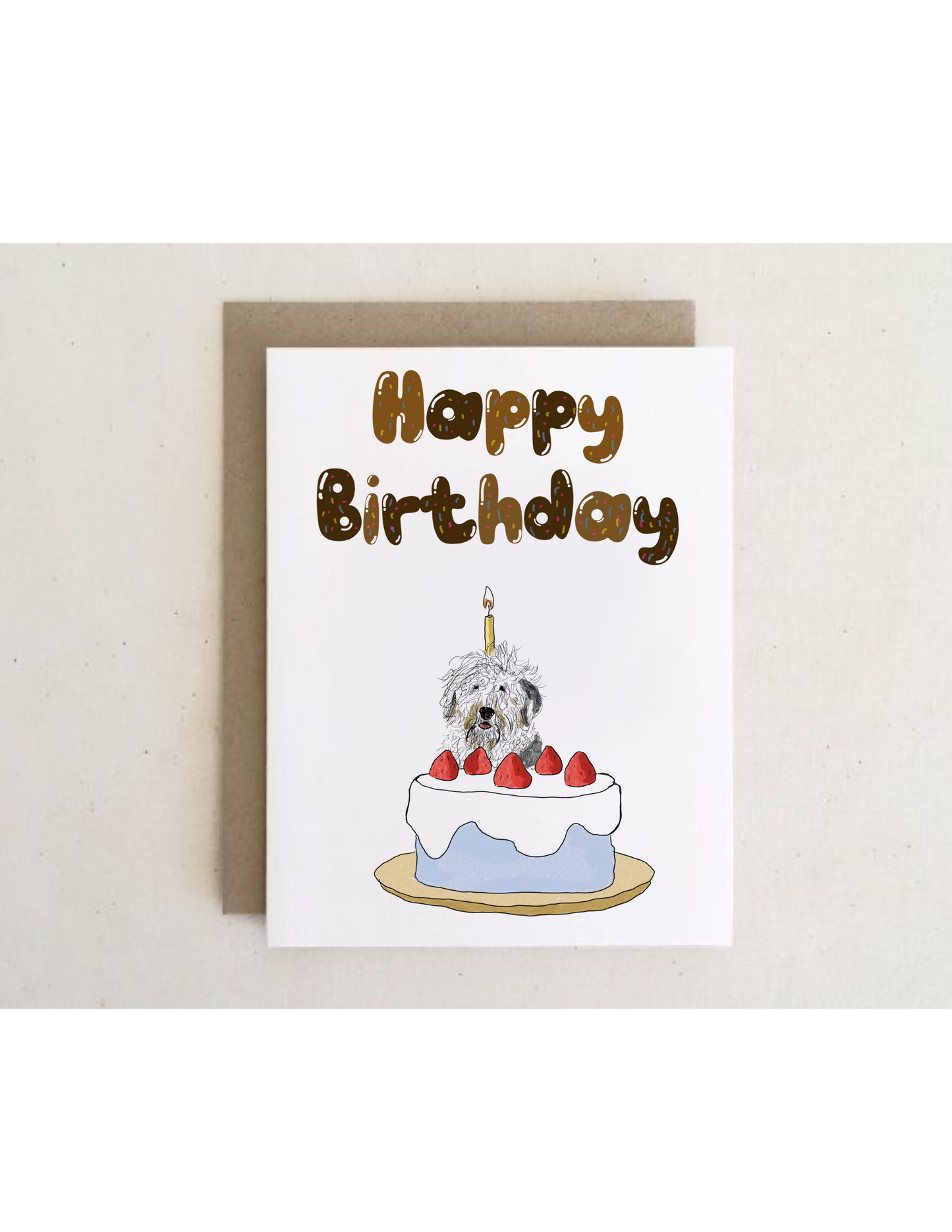 Dog Birthday Cake Cards + envelopes  | 6 Cards mix per Pack | Illustration Folding Cards