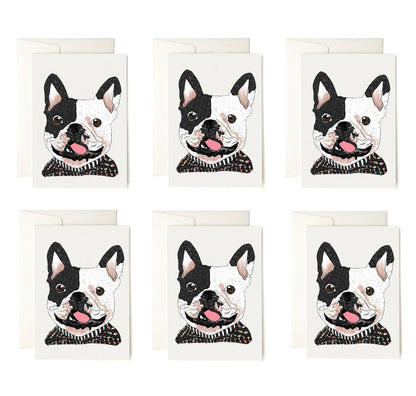 French Bulldog Card + envelopes | 6 Cards per Pack | Dog card |Dog Illustration Folding Cards