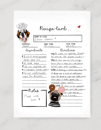 Recipe cards | Set of 10 Dog illustration Recipe Cards