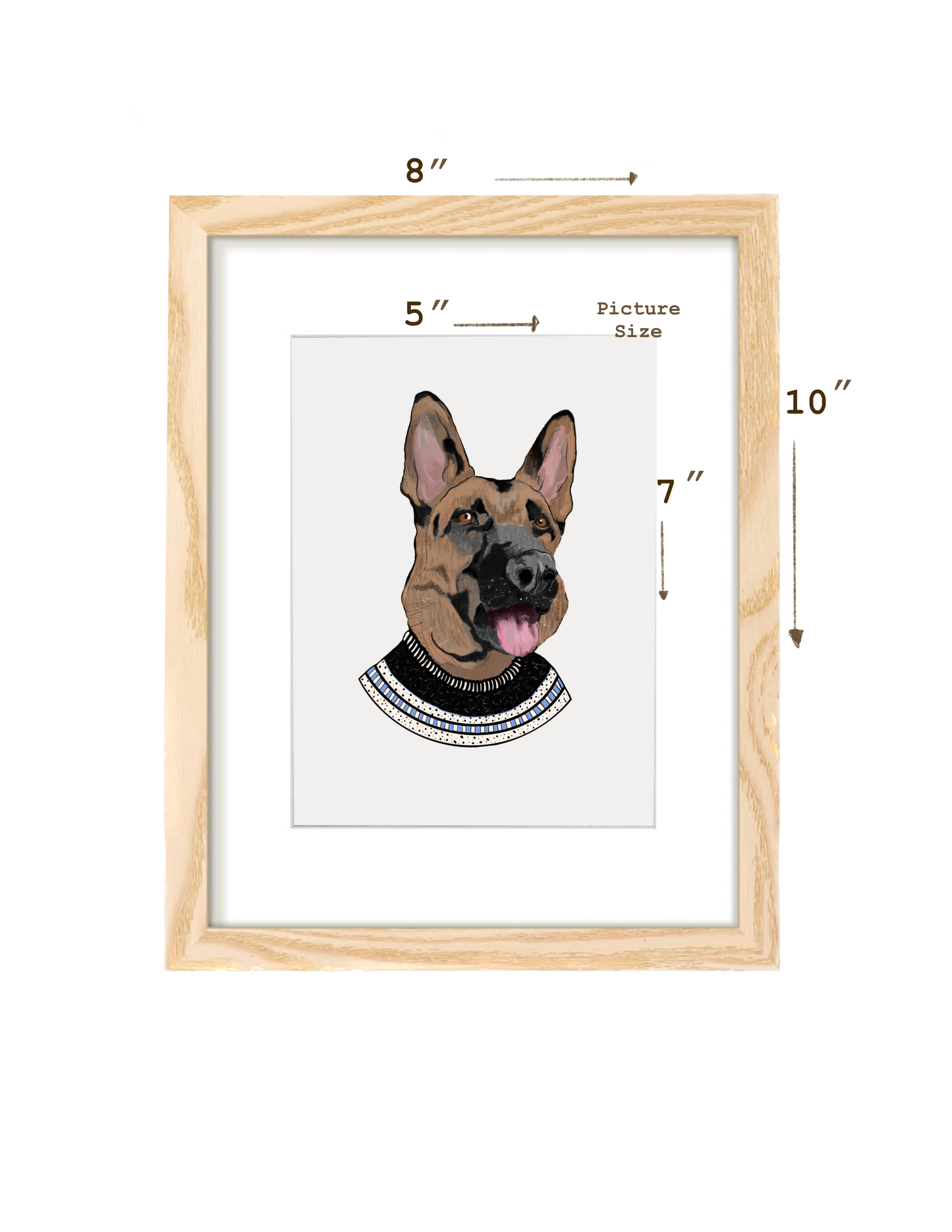 Dog Illustration wall art Print | German Shepherd with sweater | Home decor