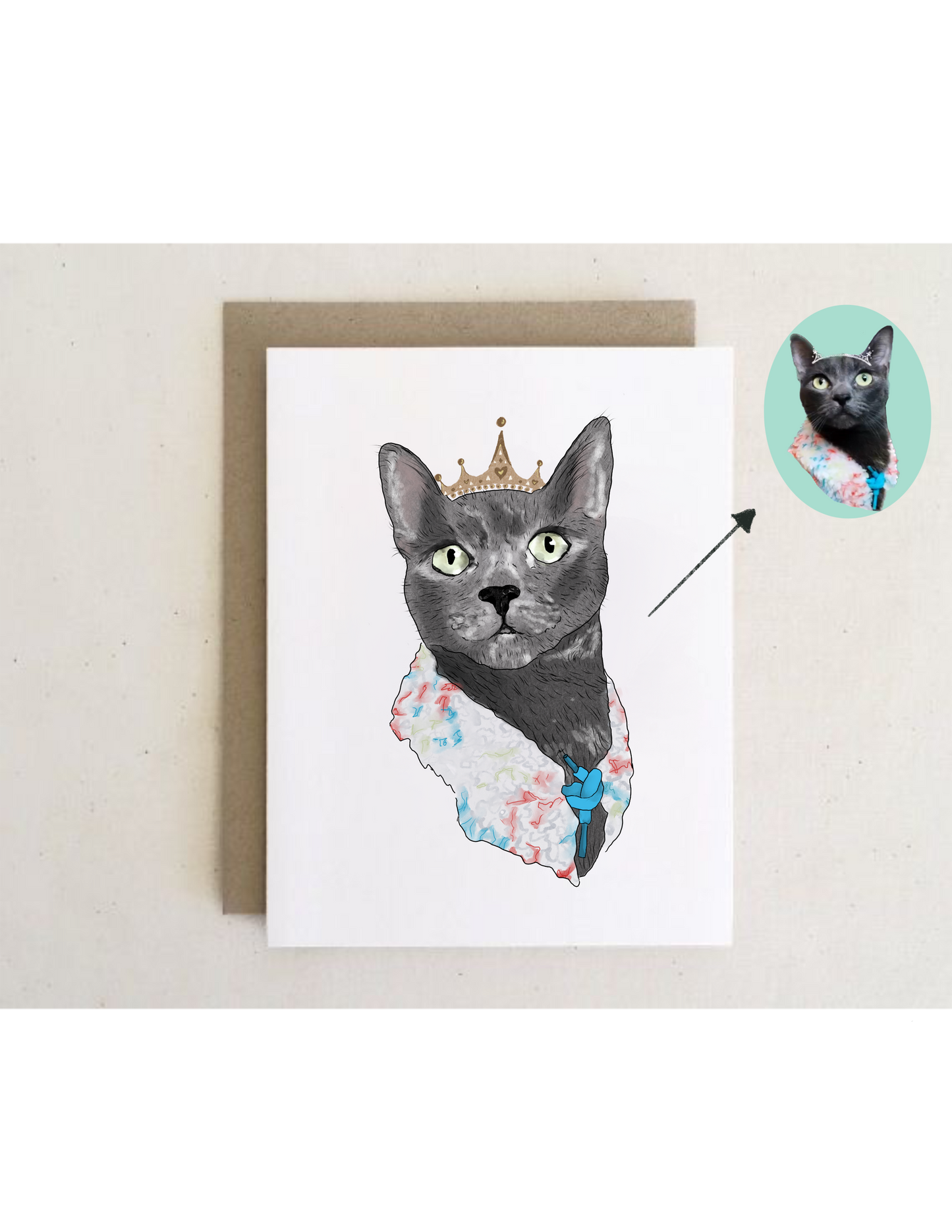 Custom Greeting Card With Pet Portrait + envelopes |Personalized Dog Cat Greeting Card