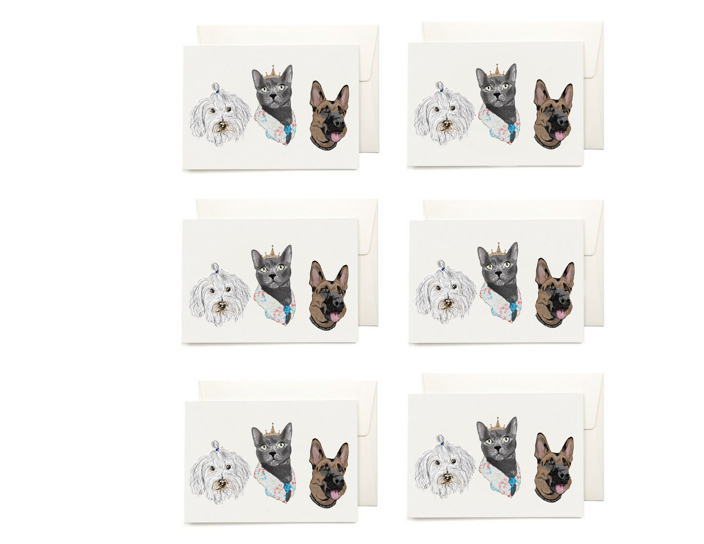 Custom Greeting Card With Pet Portrait + envelopes |Personalized Dog Cat Greeting Card